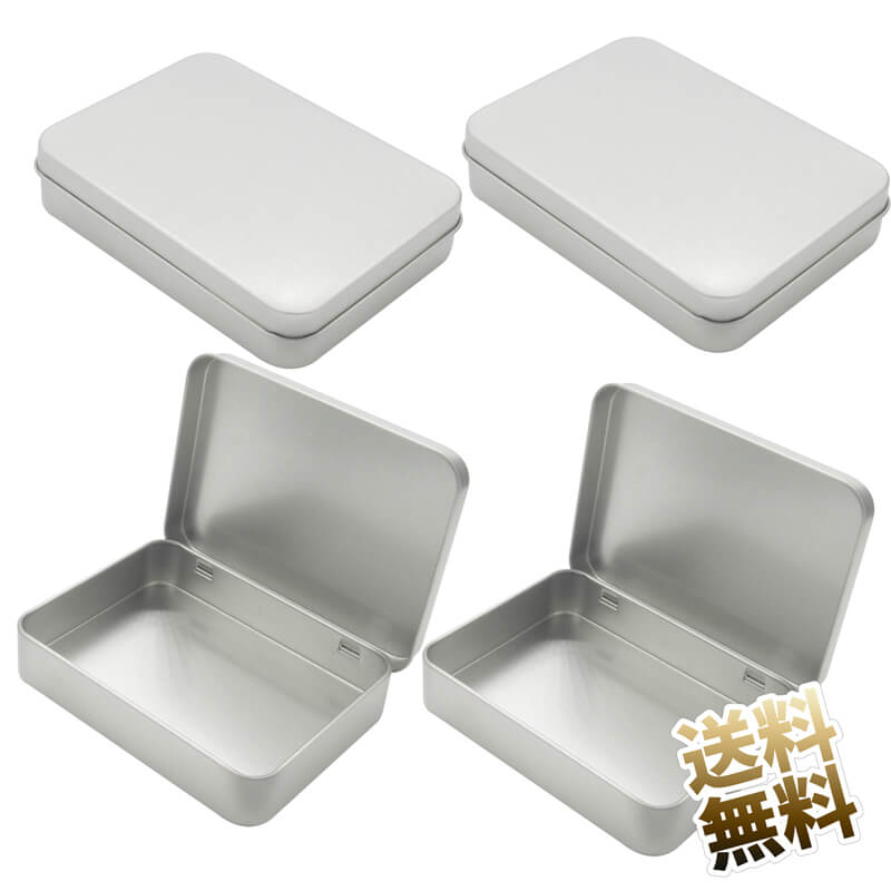 楽天市場】缶ケース ×4点セット ヒンジ付き蓋 約11.5cm×8.5cm×2.5cm