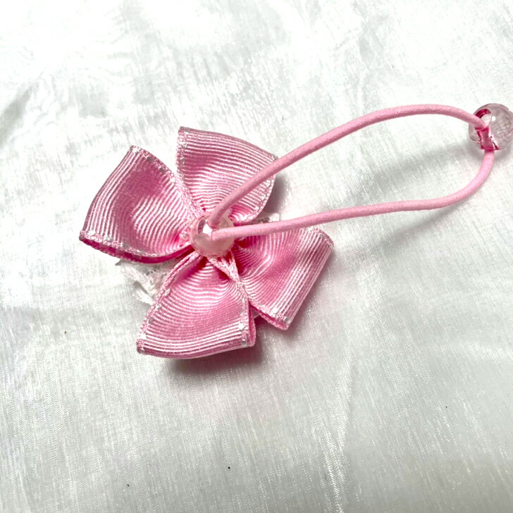 楽天市場】【 ヘアゴム キッズ 】ばら付 ステッチ リボン ヘアゴム