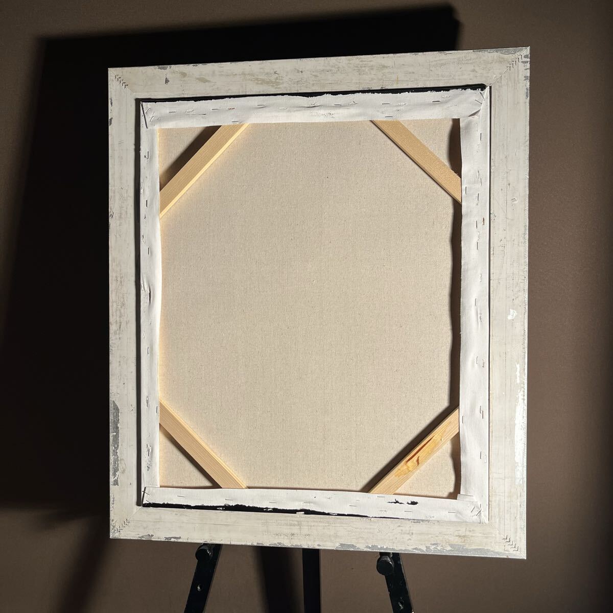 秀作 手書き油絵 ゴッホ タバコを咥えた骸骨 額付き 絵画 インテリア