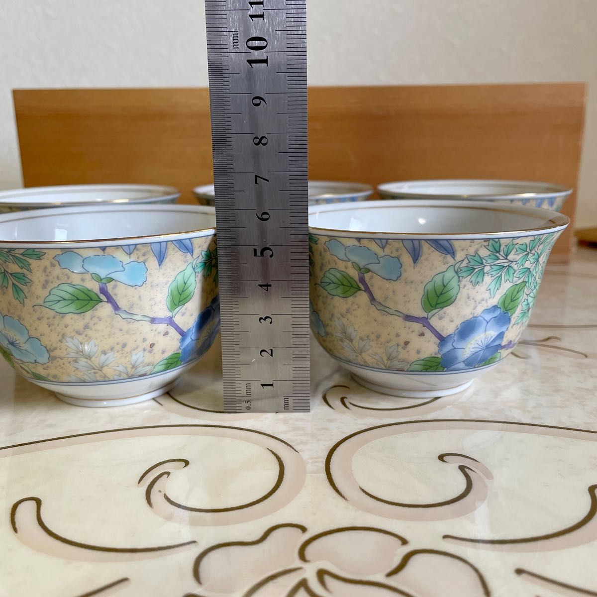 美濃焼 前畑陶器 庫山窯 花銀彩 湯呑み揃 5客セット 和食器 木箱入り