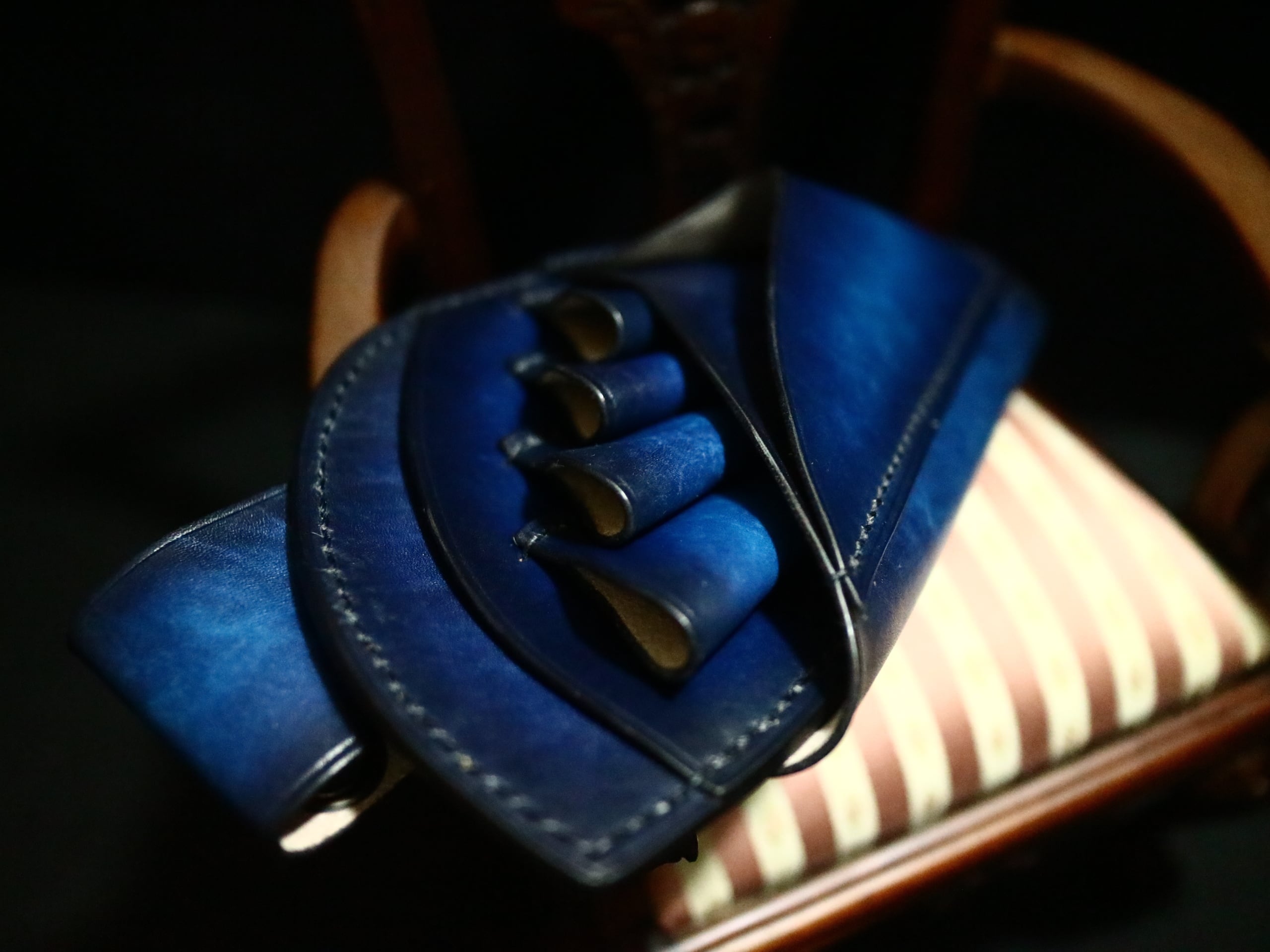 本革高級シザーケース【手染め ブルーアンティーク】 | Haruleather