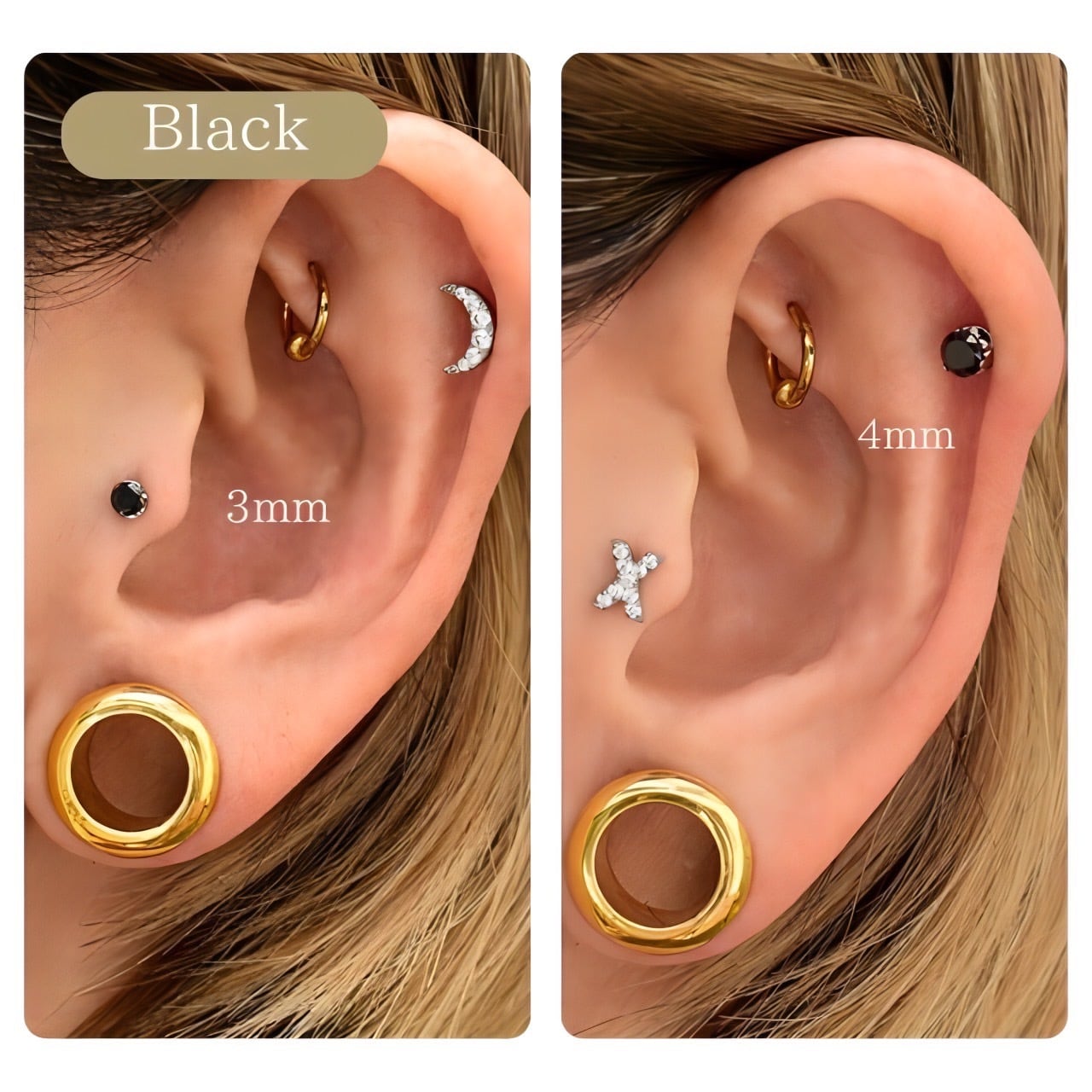 プッシュピアス ピアス 20G 18G 16G 14G 全8色 立爪 軟骨ピアス