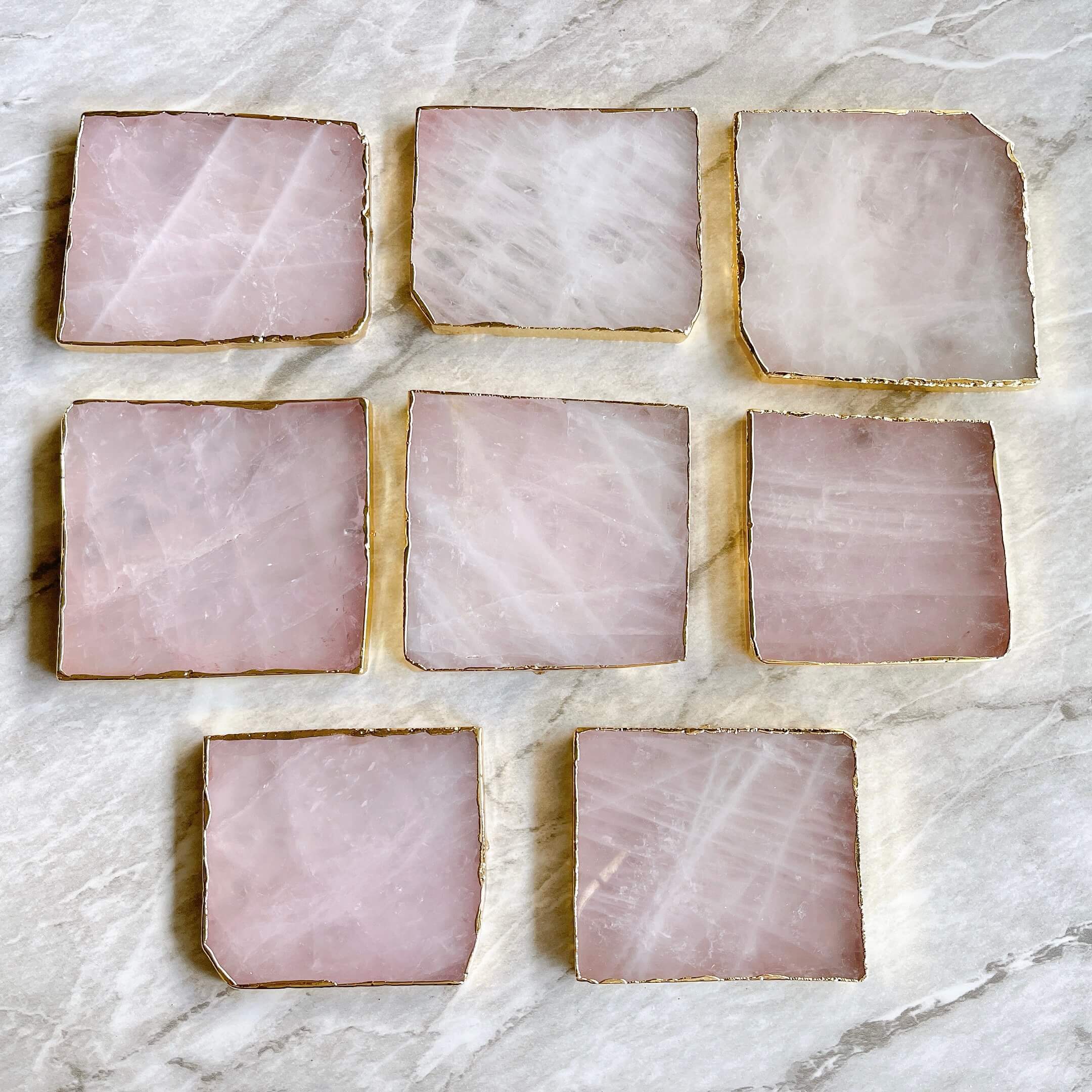 ローズクォーツコースター✧天然石コースター・ローズクォーツトレイ