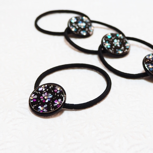 水銀花/ヘアゴム/ポニーフック/螺鈿細工風レジン ヘアゴム 〈カラン