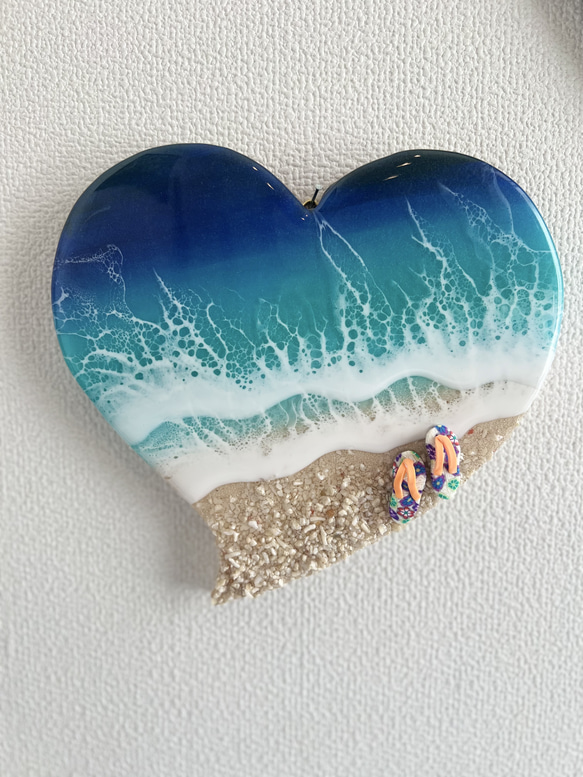 オーダー品 オーシャンパネル ハート レジンアート 海アート 珊瑚