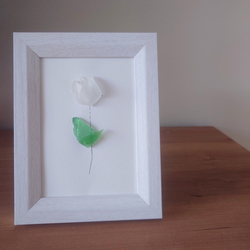 シーグラスアート チューリップ 北欧雑貨 インテリア ビーチグラス 海