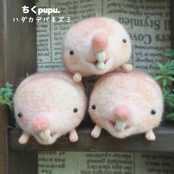 羊毛フェルト ハダカデバネズミの人形 羊毛フェルト ちくpupu. 通販