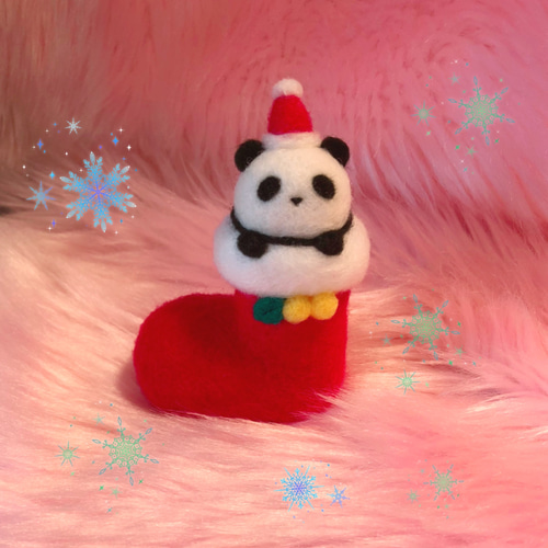 ふわぱんinサンタブーツ♡羊毛フェルトのふわふわパンダふわぱん