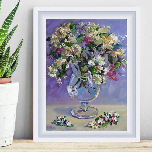 20%OFF】ロシア 用鲜花绘画、白い花の絵、オリジナルの花のアート