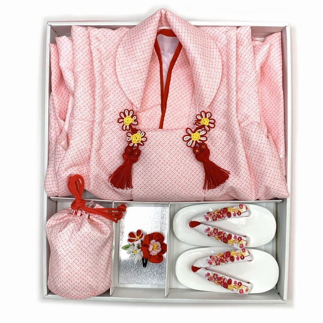 七五三 着物 3歳 女の子 被布コートセット 鹿の子絞り風 被布着フル