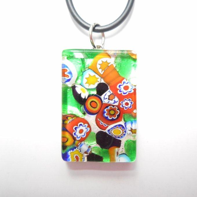 ベネチアングラス ネックレス 花柄 グリーン【1点もの】 - ERI-RINKO'S