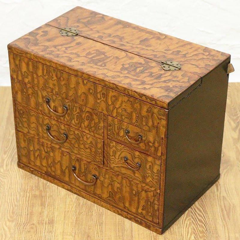 アンティーク 桐 ケヤキ お針箱 お裁縫箱 大正昭和古民具