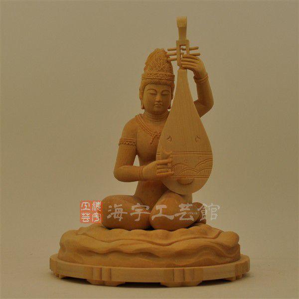 ☆裸弁才天（弁財天） 桧 坐3.5寸 総高20cm : 海宇工芸館 Yahoo!店