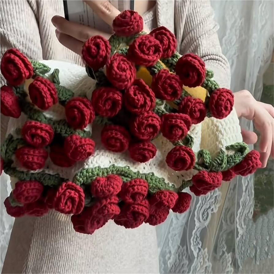 Amazon｜かぎ針編みの花束ブランケット、完成品 DIY ハンドメイド