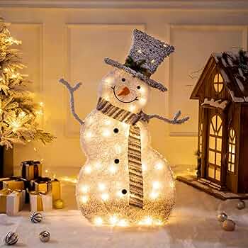 Amazon.co.jp: 屋外照明付き雪だるま、クリスマス雪だるまヤード