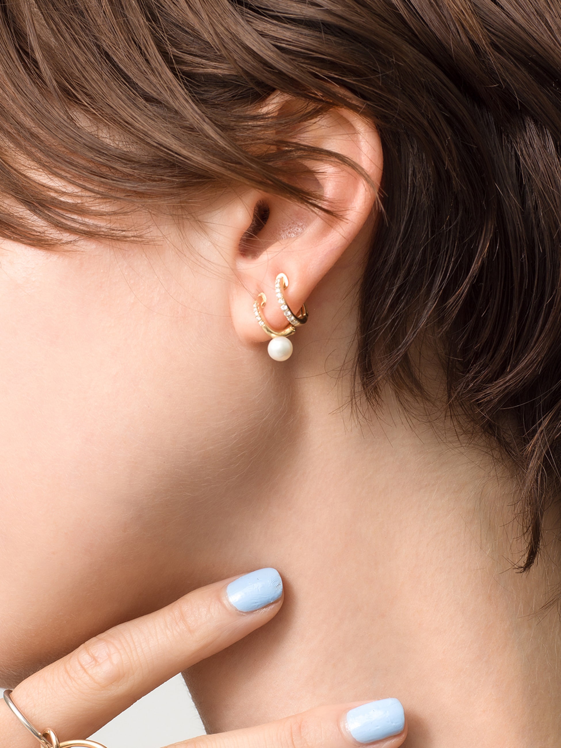 パール ダイヤモンド フープ クリップイヤリング｜MIZUKI(ミズキ)｜Ron