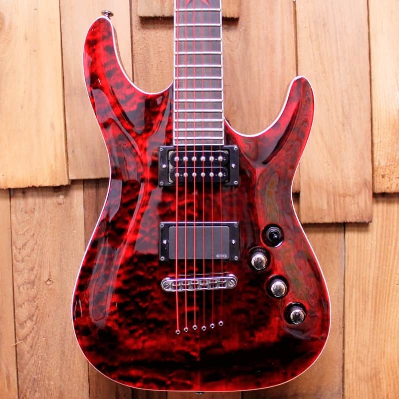 Schecter Guitar Research C-1 Exotic Star in Lava Red w/ Case | Reverb