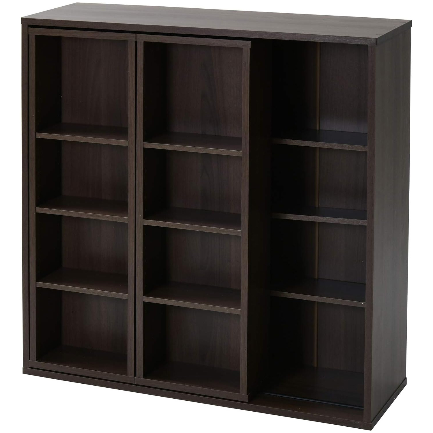 山善（YAMAZEN） 本棚 大容量 スライド本棚 ダブルスライド 幅90 奥行