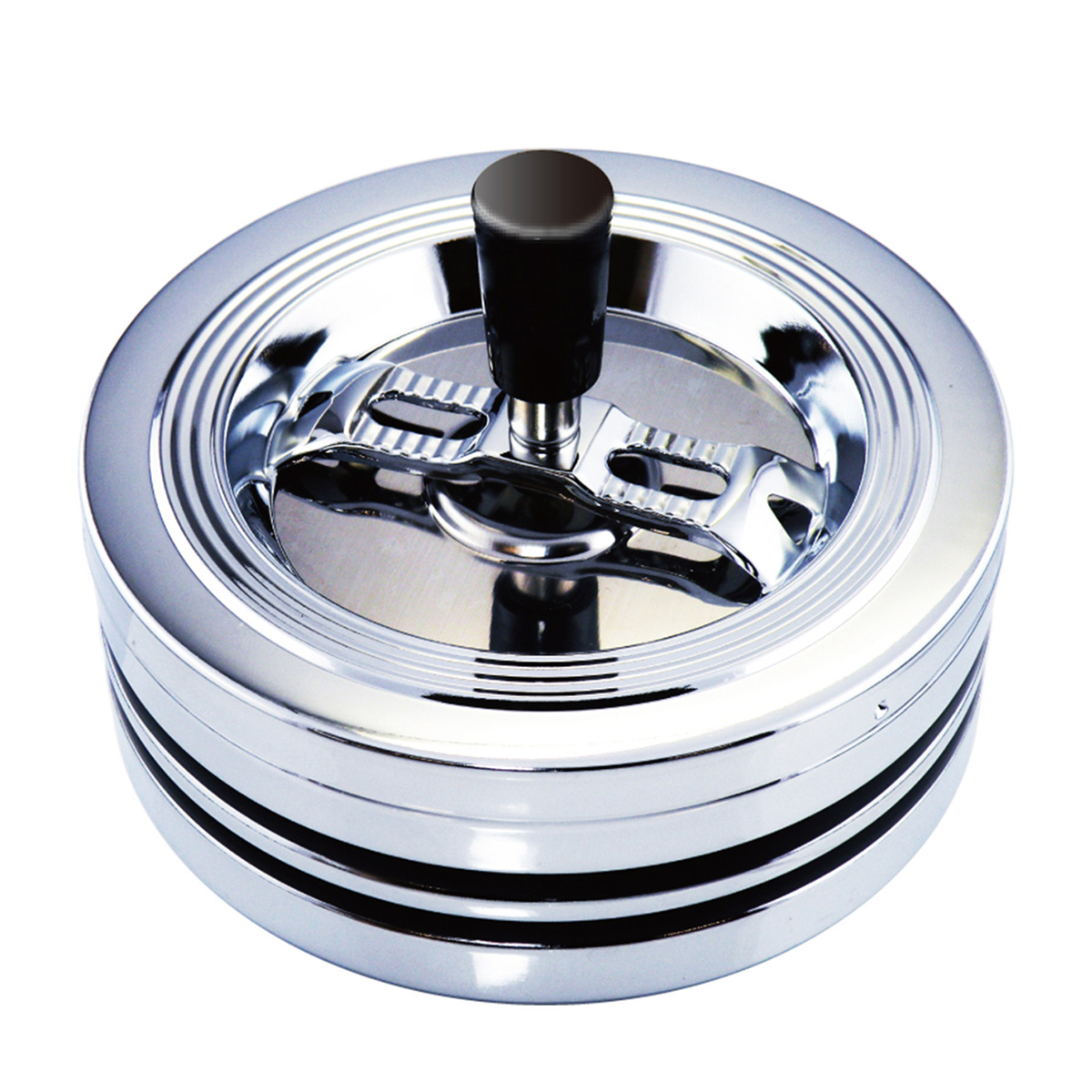 ペンギンライター 灰皿 フタ付き 卓上 クロームラインII 回転灰皿 大