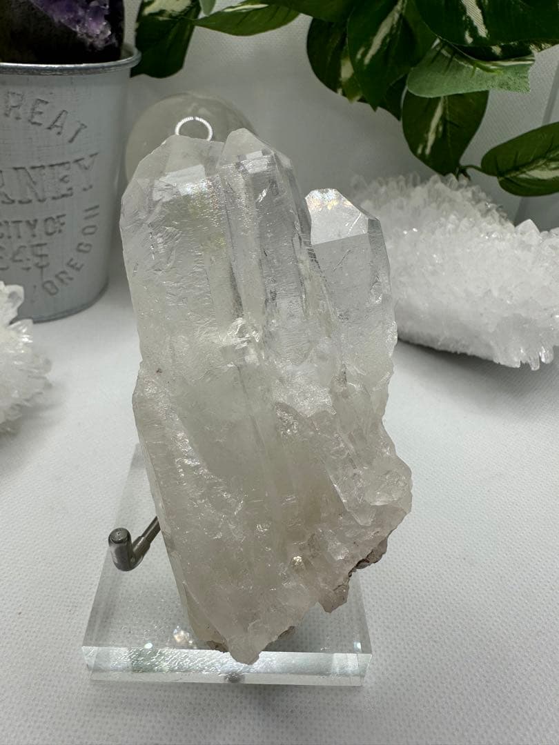 ヒマラヤ産水晶ポイントNo.10100 虹 虹入り ヒマラヤ水晶ダブルポイント [t98-2544]