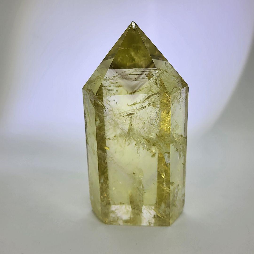 爆虹入り＆ファントム完璧 黄金シトリン ポイント 天然石パワーストーン パワーストーン 天然石 虹入り黄水晶(シトリン)原石[T436-2939]