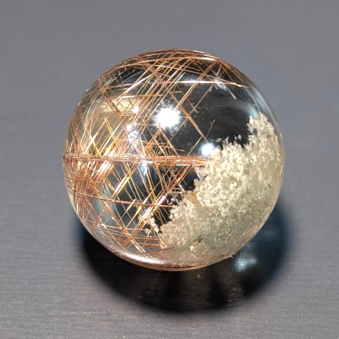 一点物 金運上昇 オブジェ 十字架内包 ブロンズルチル スフィア 16.5mm