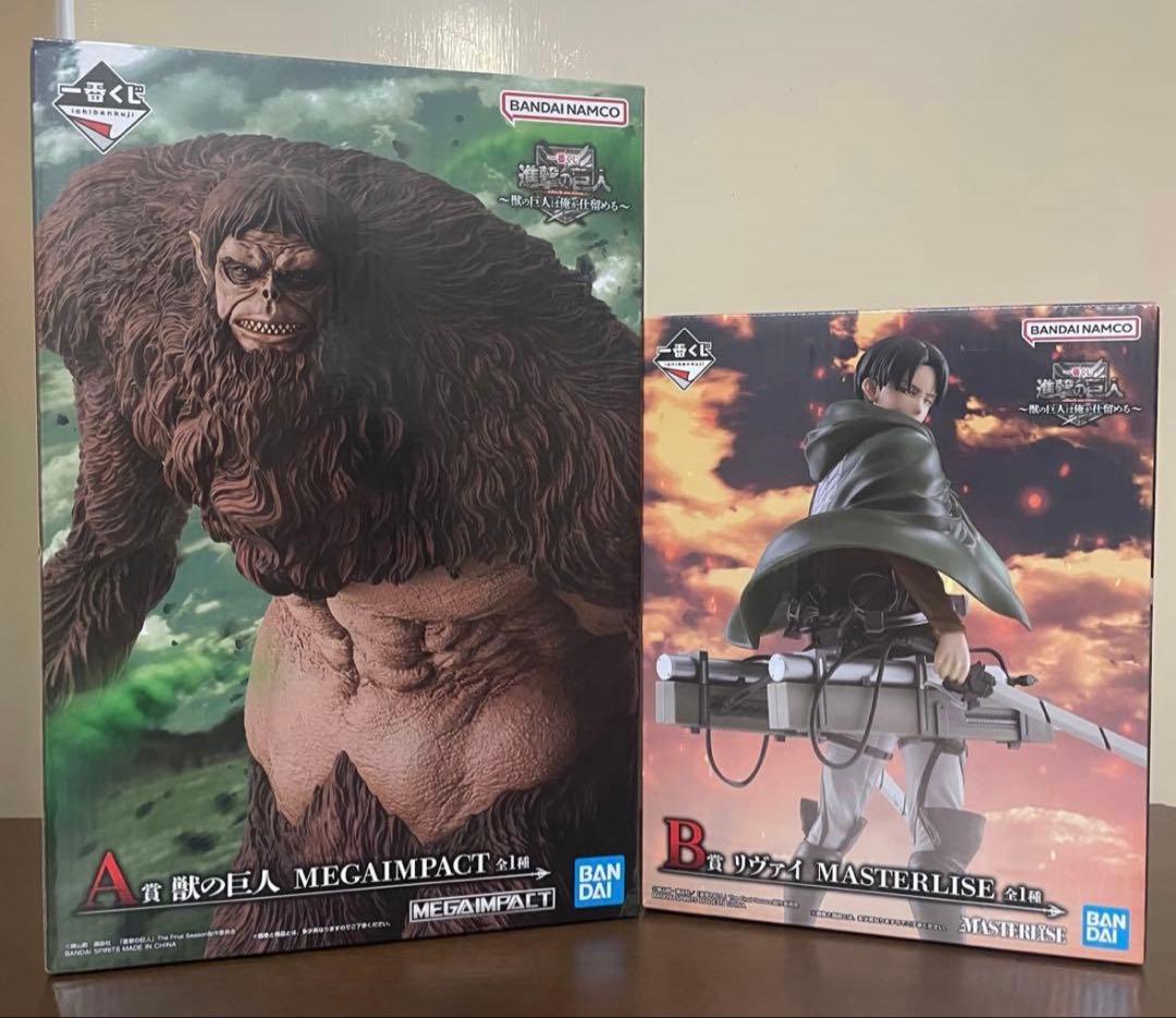 一番くじ　進撃の巨人　獣の巨人 & リヴァイ フィギュアセット フィギュア専門店 -ソダチトイズ / Kitsune Statue 進撃の巨人