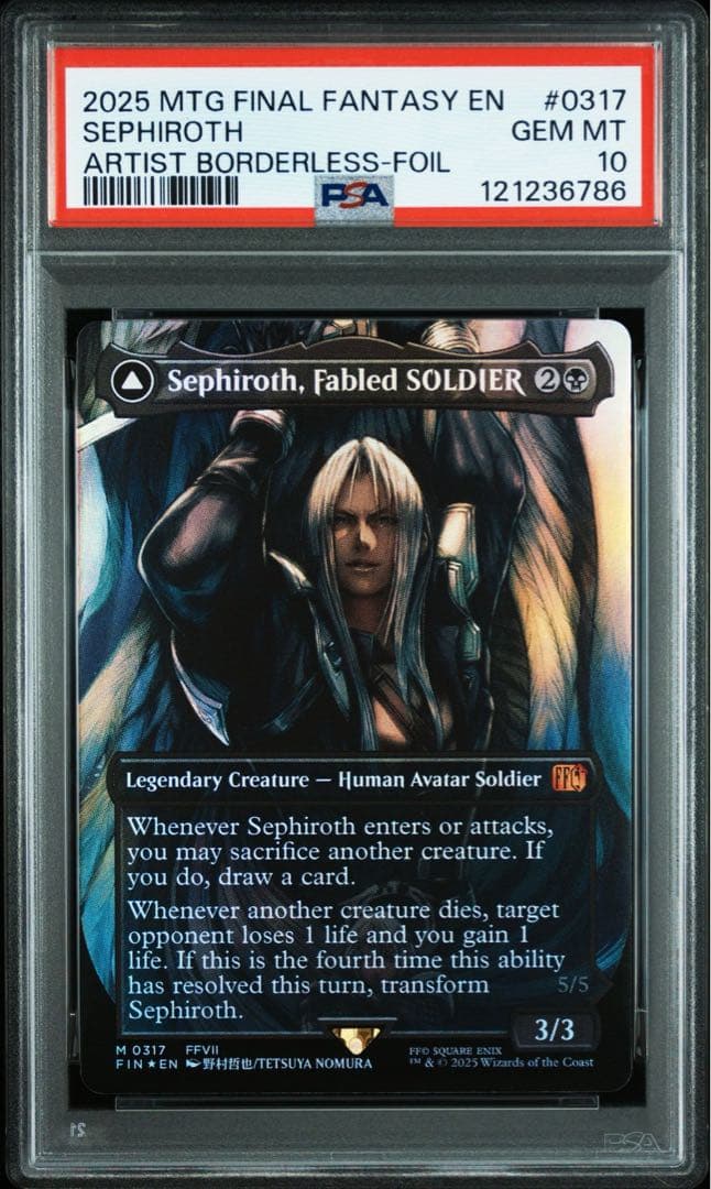 MTG PSA10 威名のソルジャー、セフィロス ボーダーレス版英語foil Foil】(382)□ボーダーレス□《威名のソルジャー、セフィロス