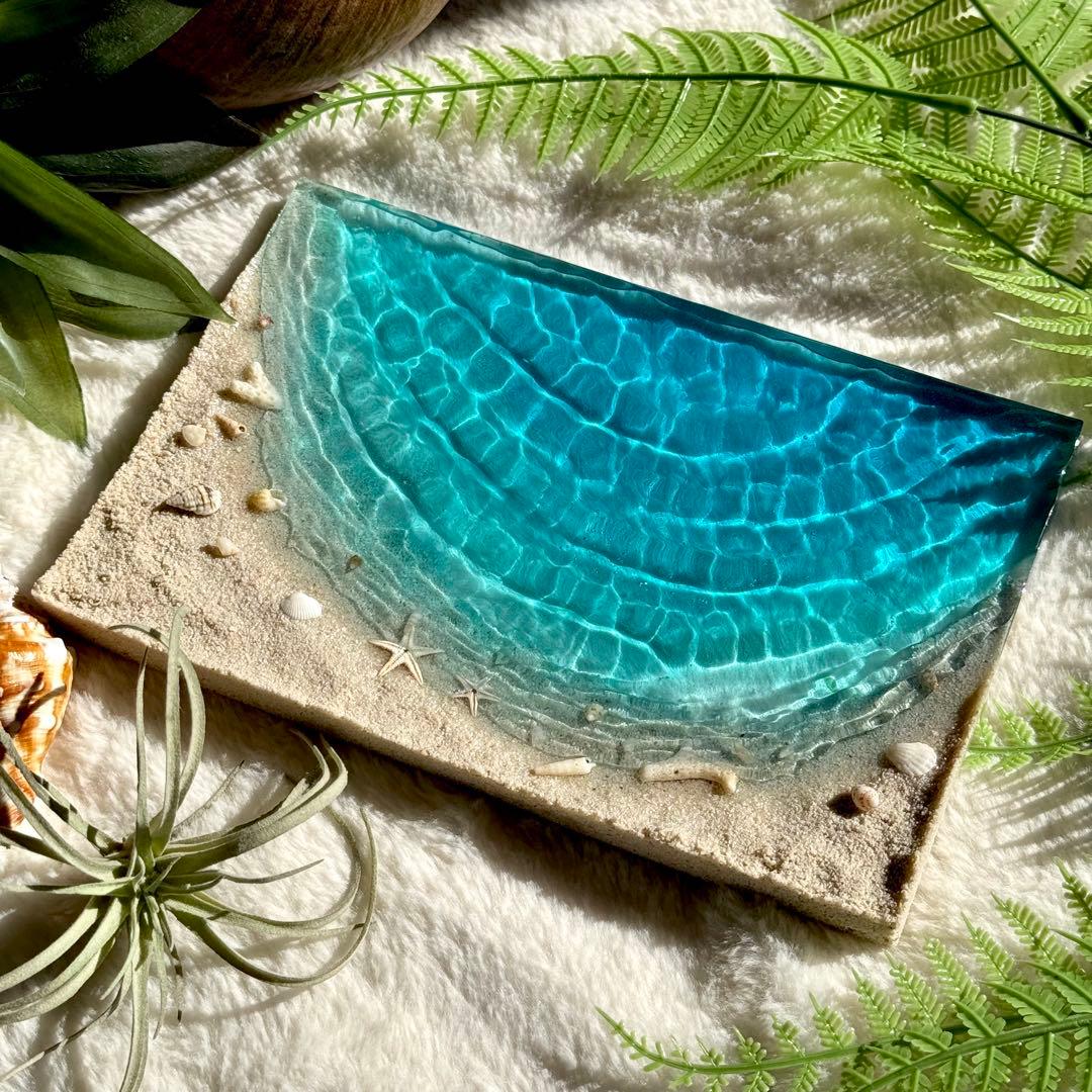 インテリアアート　雑貨　海の置き物　オーシャン　美ら海　珊瑚礁 海を感じるインテリア ターコイズ砂底ビーチ オーシャンアート 波