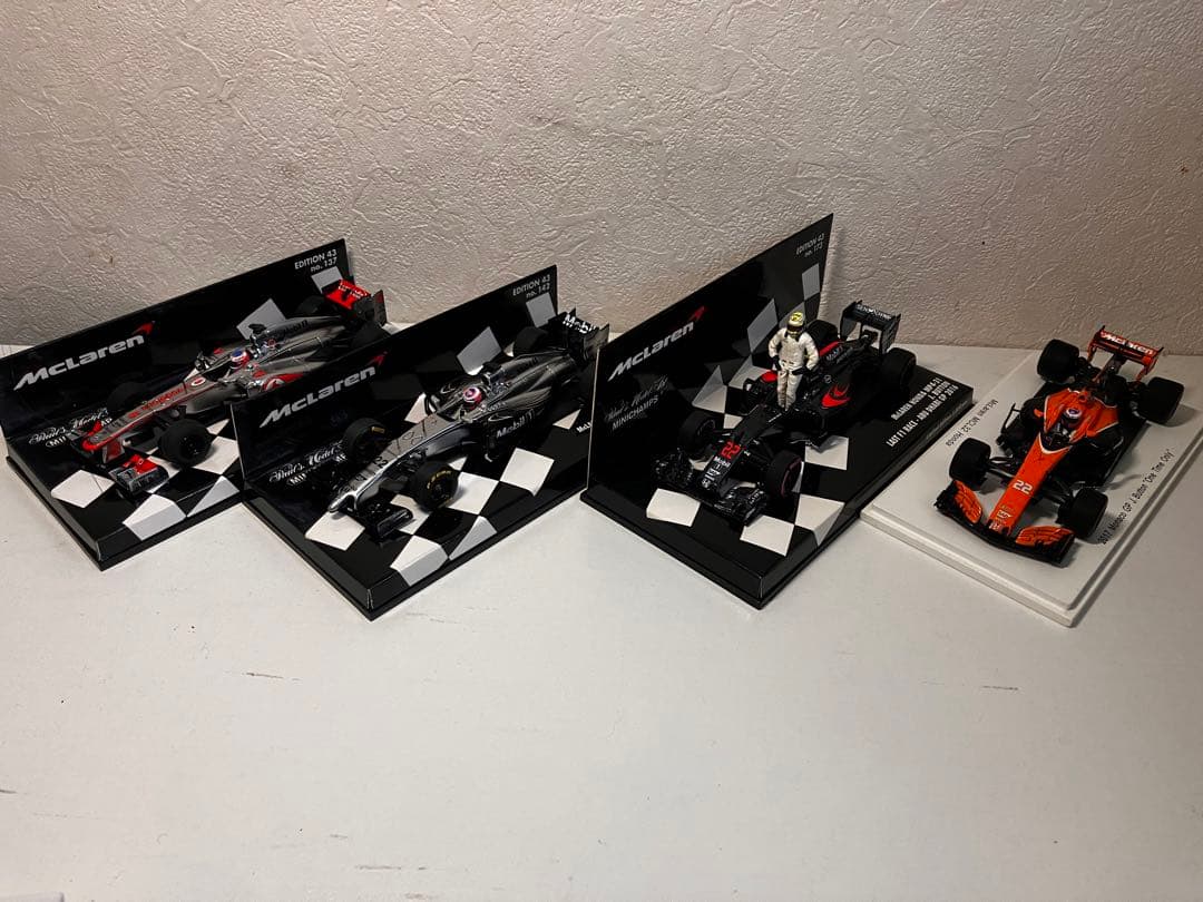 ミニチャンプス 1/43 マクラーレン ジェンソン・バトン 4台セット SCX 1/32 ｽﾛｯﾄｶｰ A10138 ◇ MCLAREN MP4-28 F1 JENSON BUTTON