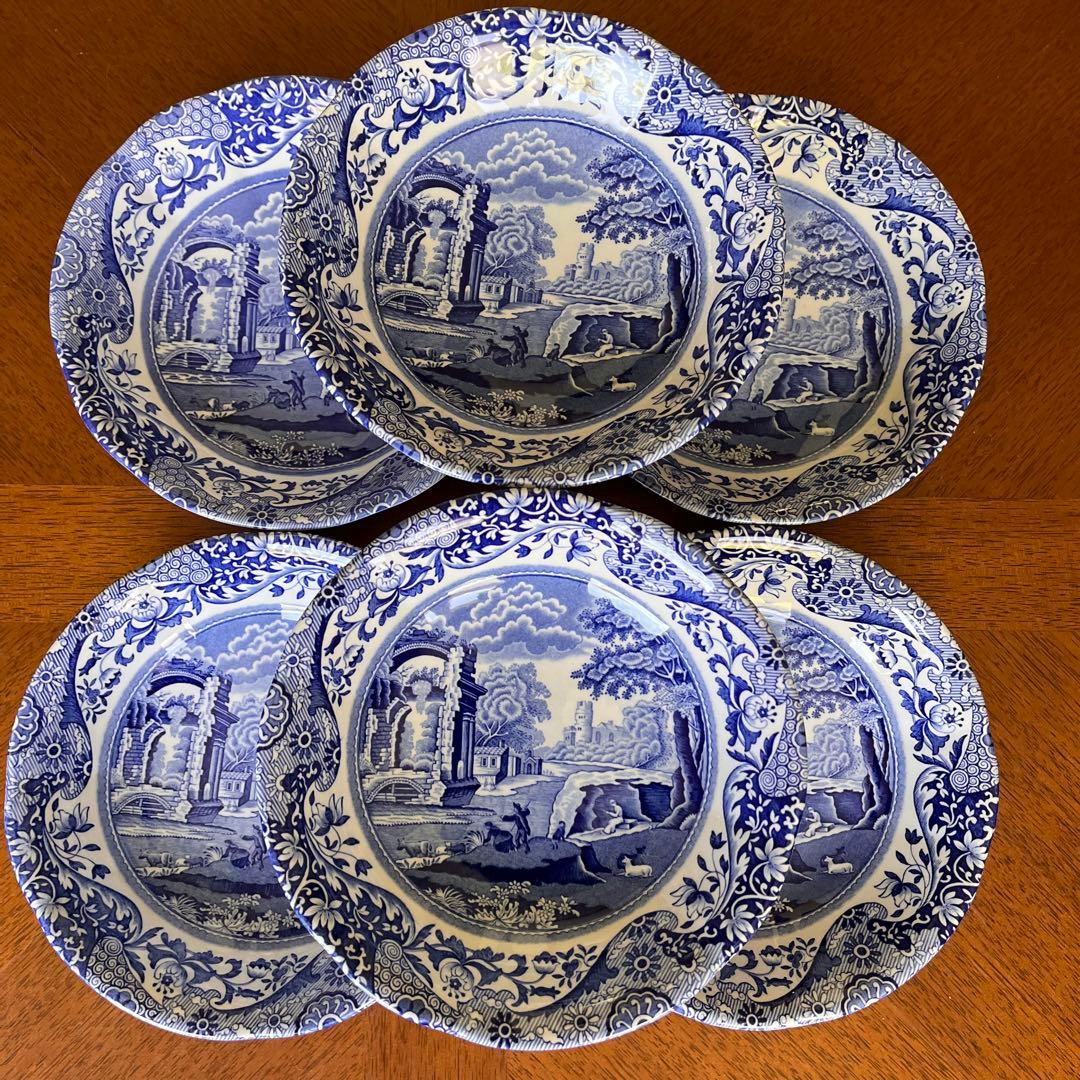 【未使用美品】スポード ★ブルーイタリアン★フルーツソーサー　6枚 Spode 並行輸入品 スポード ブルーイタリアン ブレックファースト