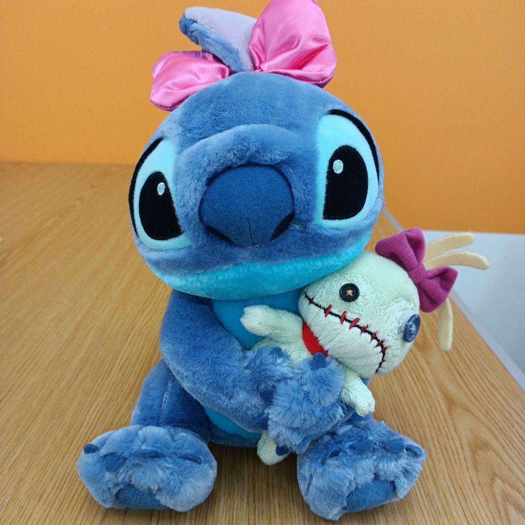 ① ディズニーストア スティッチ スクランプ ぬいぐるみ ハート りぼん