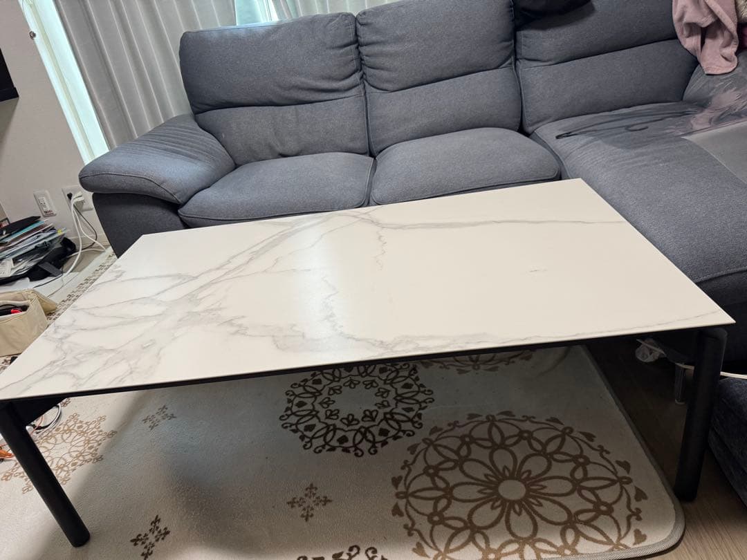 大理石風の長方形テーブル 送料無料】 リビングテーブル セラミック 天板 大理石柄 収納 引き出し