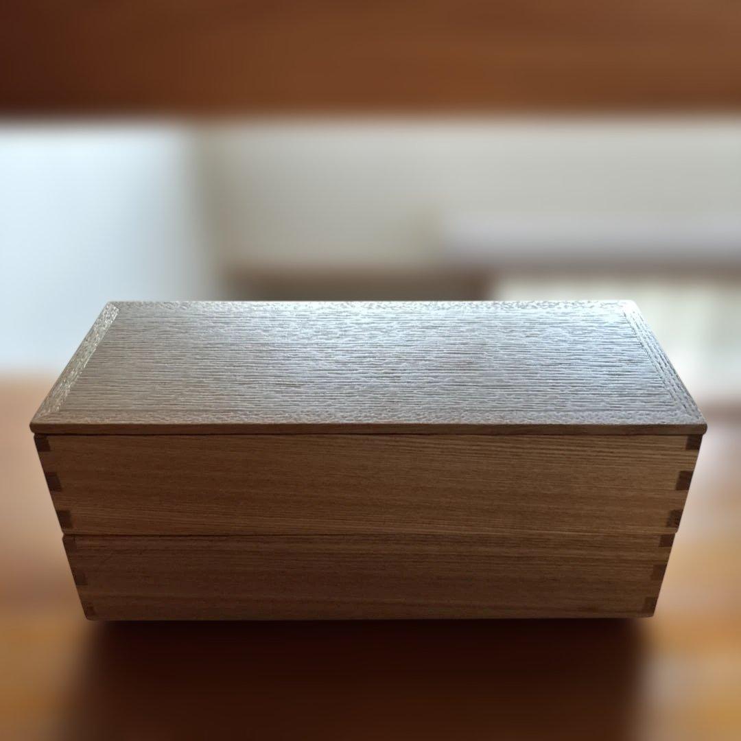 白木塗　タモ　長角二段弁当箱　内朱（大）組子　箱あり 楽天市場】【10％OFF 3/4 20時〜】弁当箱 二段 1240ml 大 お弁当箱 2段