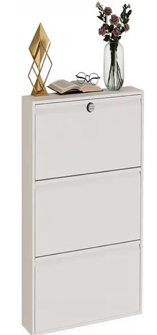 シューズラック 3段 完成品 メカニカルロック付き 奥行15.2cm シューズラック 伸縮 省スペース 3段 靴棚 下駄箱 組み立て式 オープン