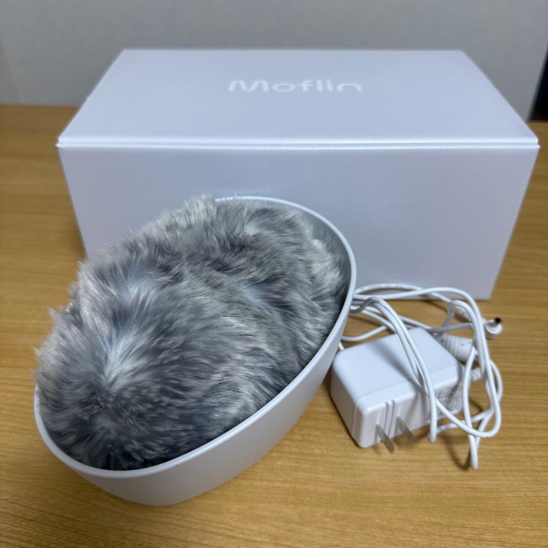 Moflin グレー ファー ぬいぐるみ 卵型 Moflin（モフリン）のアクセサリー/くまちゃんの名入れCollar