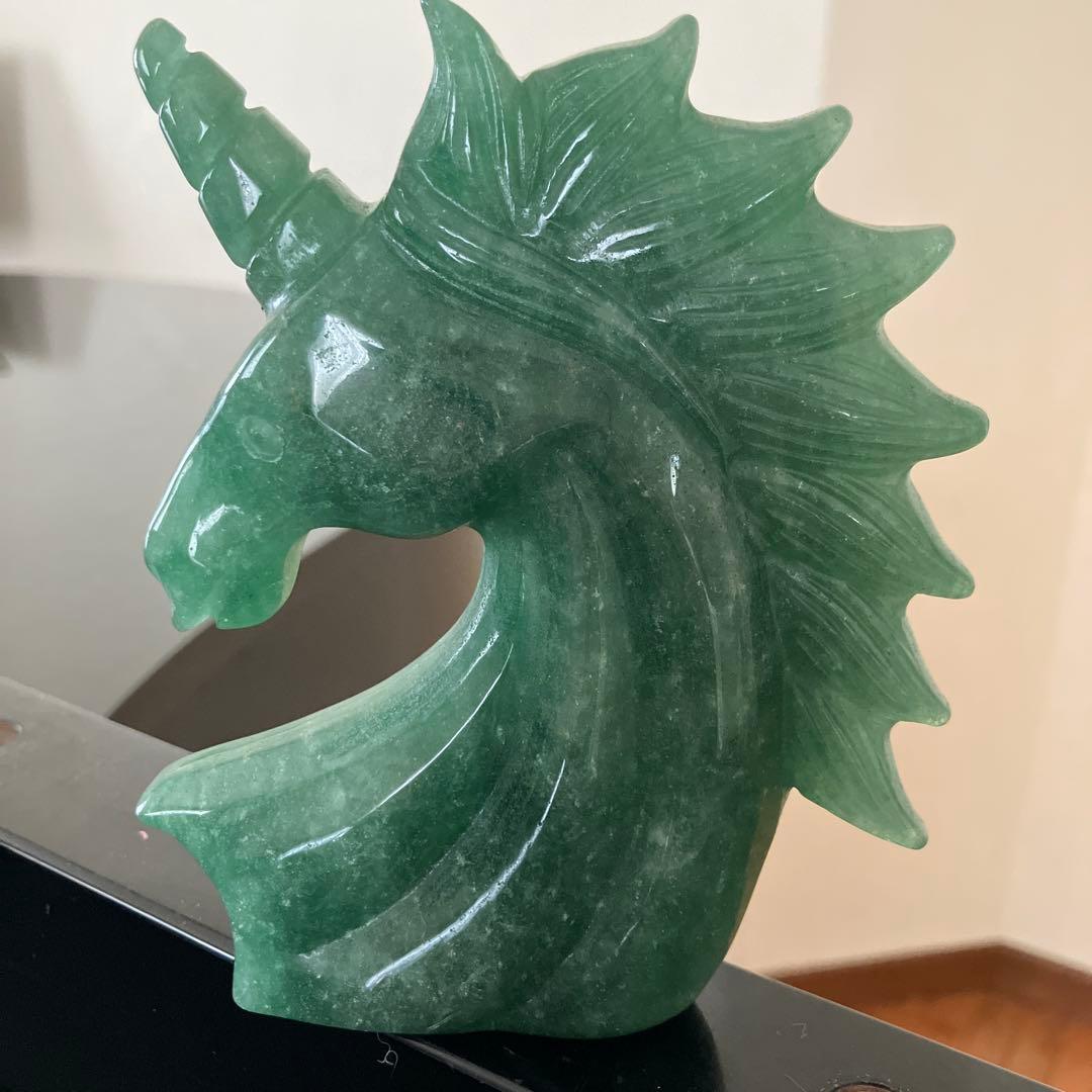 のらさま専用グリーンモスコバイト　フックサイト　ユニコーン　ペガサス　天然石置物 オブジェ ユニコーン ペガサス おしゃれ かわいい インテリア 置物 馬