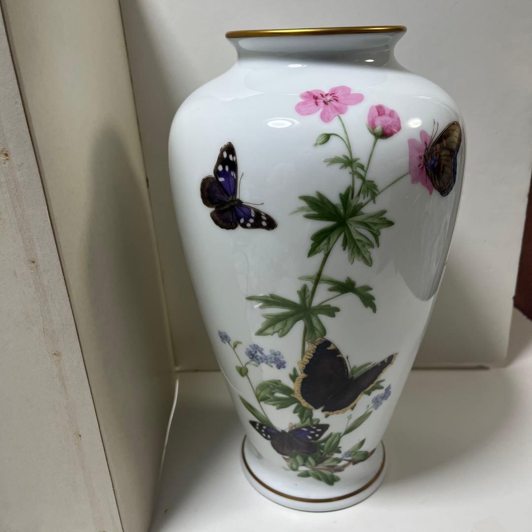 美品　フランクリンポーセリン　フラワーベース　花瓶　花　蝶 Sghr スガハラ フラワーベース 花瓶 花瓶のふた volubilis あさがお