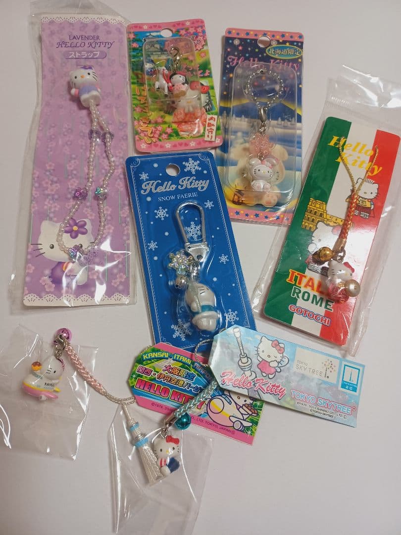 ご当地　ハローキティ　マスコット　根付け　ストラップ　キーホルダー　まとめ売り ハローキティご当地限定ストラップ 根付け 新潟佐渡限定 朱鷺の鈴