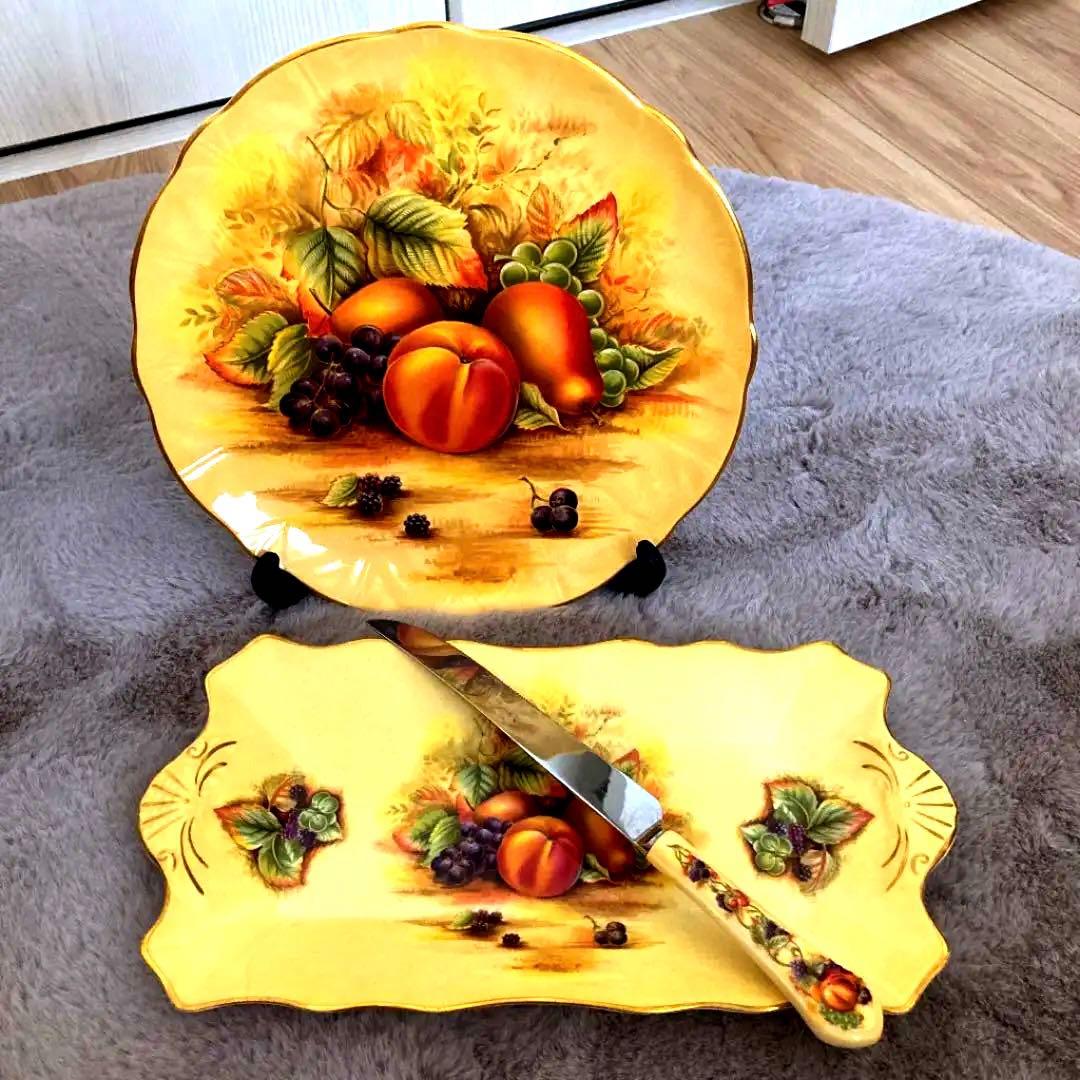 AYNSLEY ORCHARD GOLD 4点セット Vintage Aynsley Orchard Gold Trio with Fruit Design