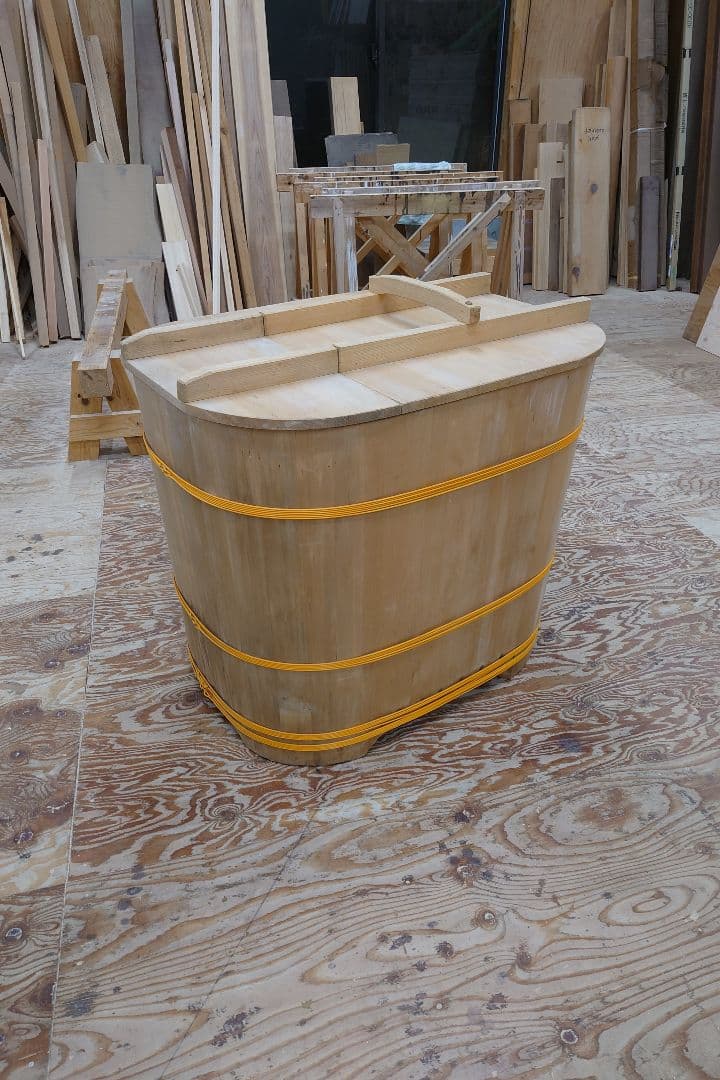 木製浴槽、お風呂、椹、サワラ、ハンドメイド サワラ角丸桶浴槽 - 天然木曽檜、檜風呂、彫刻材・能面材販売 東京池田