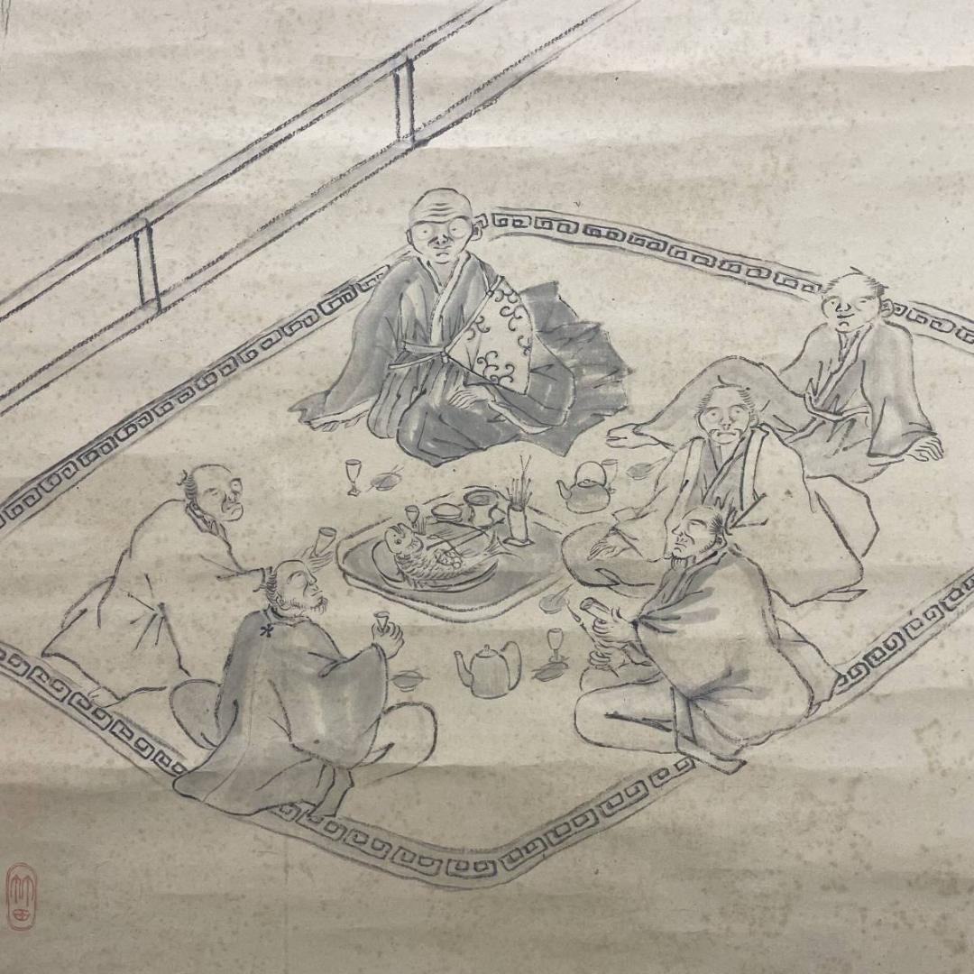 模写/田能村竹田/頼山陽（賛）/宴画賛/人物/布袋屋掛軸A-236 模写/田能村竹田/頼山陽（賛）/宴画賛/人物/布袋屋掛軸A-236 - メルカリ